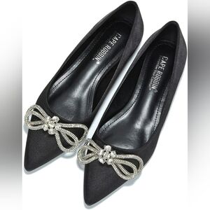 NWT Cape Robbin Black Flats W/ Silver Bow